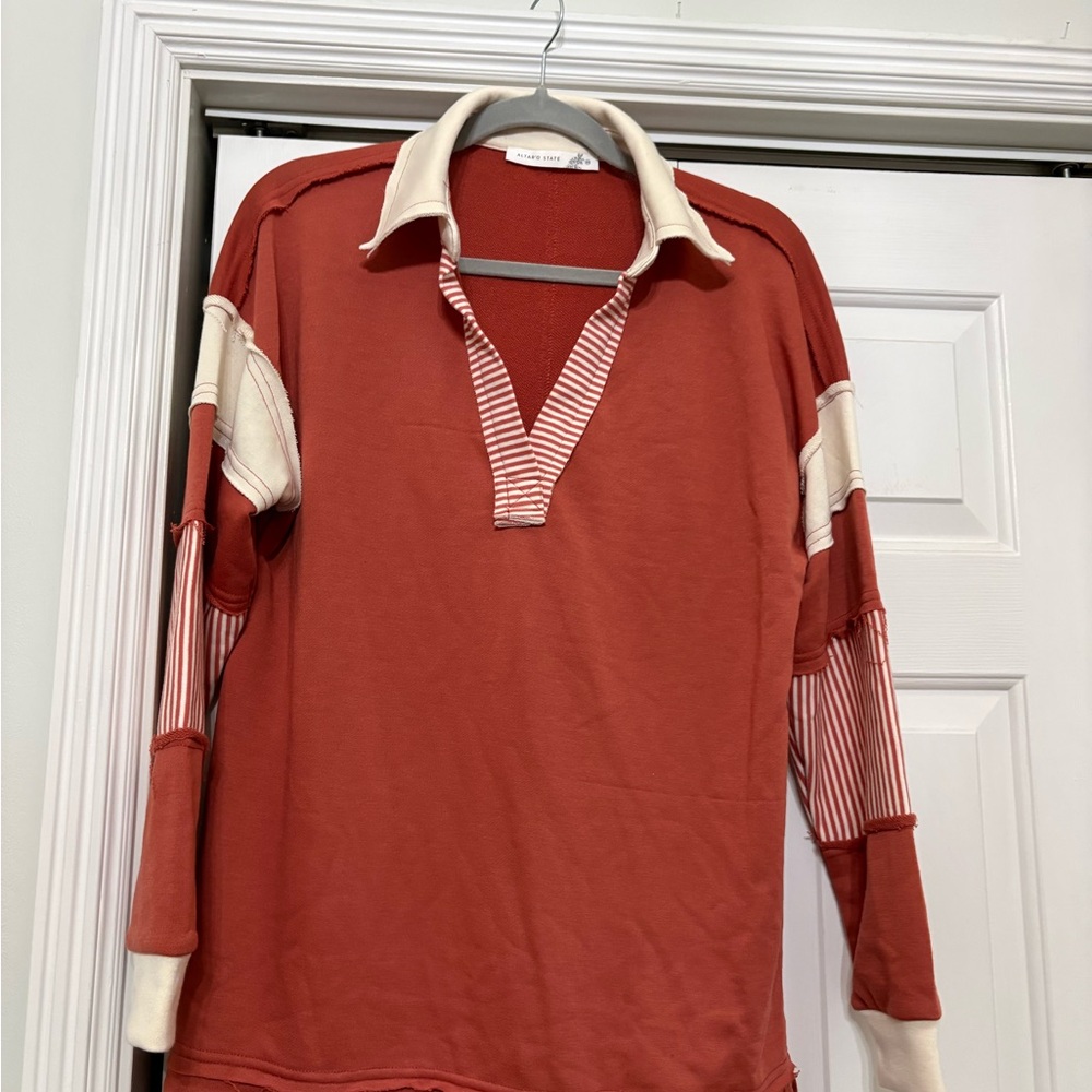 Altar'd State Rust and Cream Casual Shirt